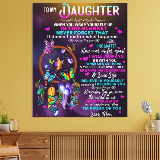 Naar mijn dochter Butterflies Gift, dochter Birthd Canvas Afdruk (Insitu (Woonkamer))