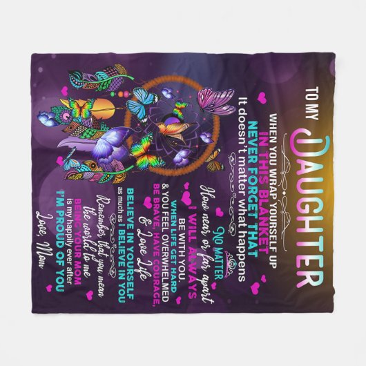 Naar mijn dochter Butterflies Gift, dochter Birthd Fleece Deken (Voorkant (Horizontaal))