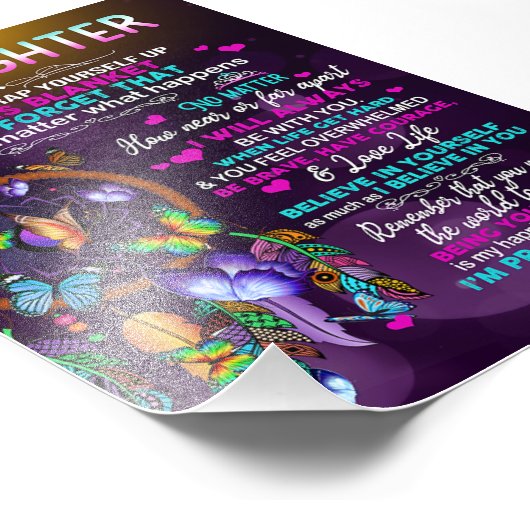 Naar mijn dochter Butterflies Gift, dochter Birthd Foto Afdruk (Hoek)