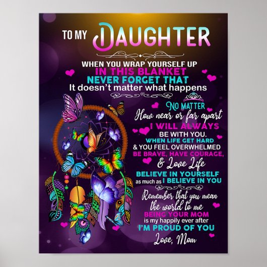 Naar mijn dochter Butterflies Gift, dochter Birthd Poster (Voorkant)