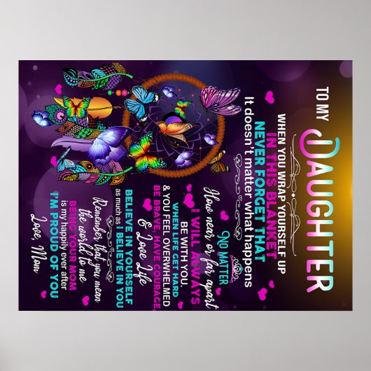 Naar mijn dochter Butterflies Gift, dochter Birthd Poster (Voorkant)