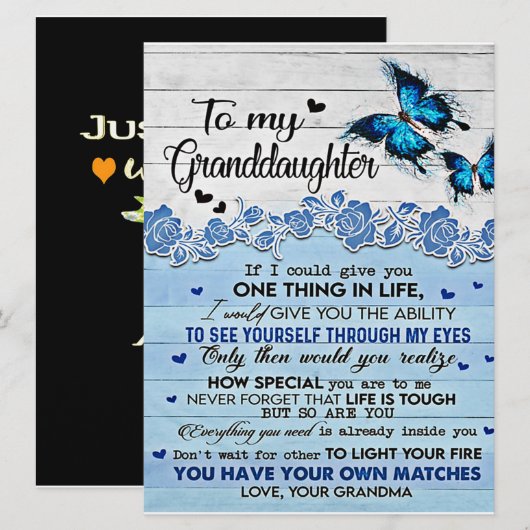 Naar mijn dochter Butterfly Gift, dochter Birthday Menu (Voorkant / Achterkant)