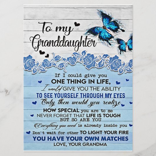 Naar mijn dochter Butterfly Gift, dochter Birthday Menu (Voorkant)