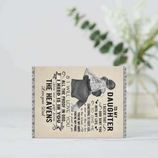 Naar mijn dochter, dochter Birthday Gift, baby Gir Briefkaart (Staand voorkant)