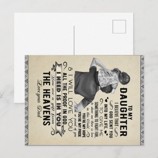 Naar mijn dochter, dochter Birthday Gift, baby Gir Briefkaart (Voorkant / Achterkant)