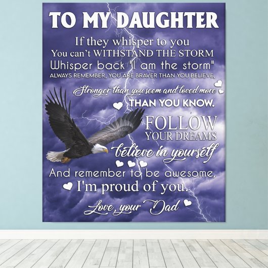 Naar mijn dochter, dochter Birthday Gift, baby Gir Canvas Afdruk (Insitu (Houten vloer))