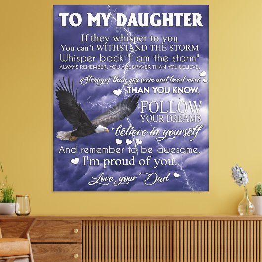 Naar mijn dochter, dochter Birthday Gift, baby Gir Canvas Afdruk (Insitu (Woonkamer))