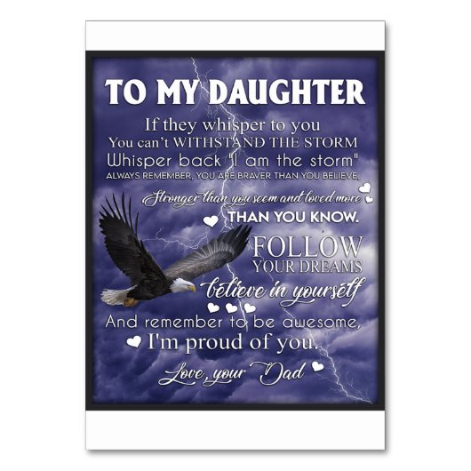 Naar mijn dochter, dochter Birthday Gift, baby Gir Kaart (Voorkant)