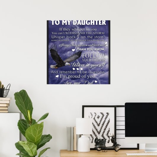 Naar mijn dochter, dochter Birthday Gift, baby Gir Poster (Thuiskantoor)