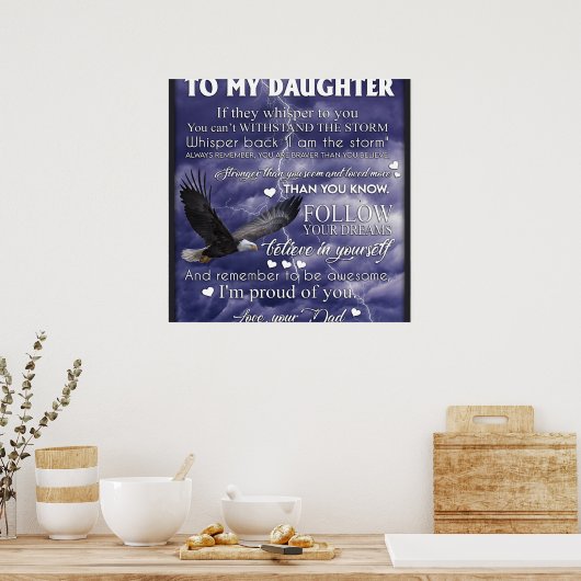 Naar mijn dochter, dochter Birthday Gift, baby Gir Poster (Keuken)