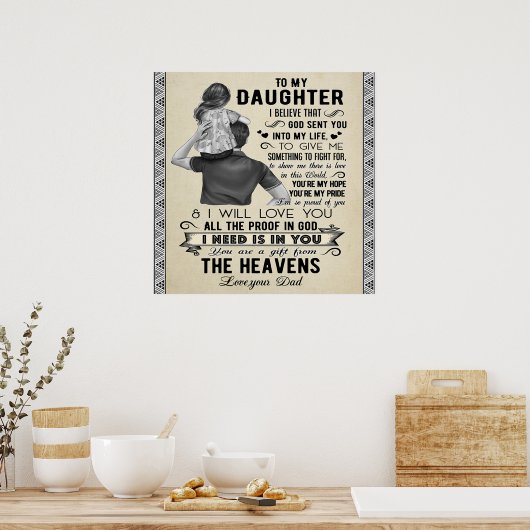 Naar mijn dochter, dochter Birthday Gift, baby Gir Poster (Keuken)