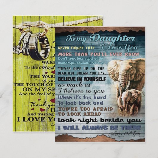 Naar mijn dochter, geschenk voor Kind, brief aan d Kaart (Voorkant / Achterkant)