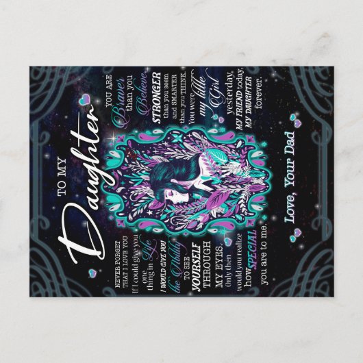 Naar mijn dochter Gift, brief aan dochter van pa Aankondigingskaart (Voorkant)