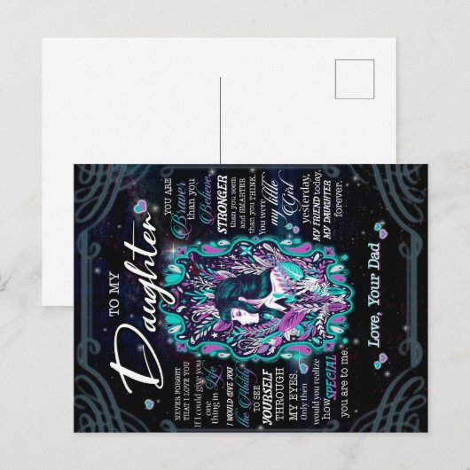 Naar mijn dochter Gift, brief aan dochter van pa Briefkaart (Voorkant / Achterkant)