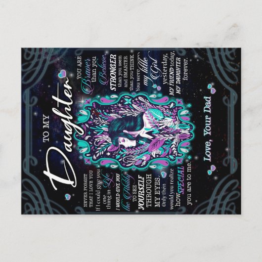 Naar mijn dochter Gift, brief aan dochter van pa Briefkaart (Voorkant)