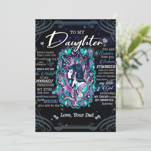 Naar mijn dochter Gift, brief aan dochter van pa Feestdagenkaart (Staand voorkant)