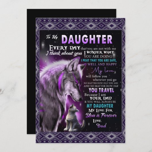 Naar mijn dochter Gift, dochter en vader, Wolf Lov Feestdagenkaart (Voorkant / Achterkant)