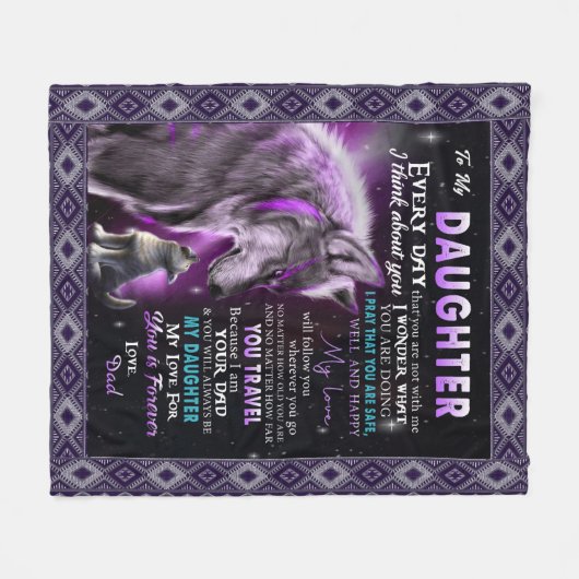 Naar mijn dochter Gift, dochter en vader, Wolf Lov Fleece Deken (Voorkant (Horizontaal))