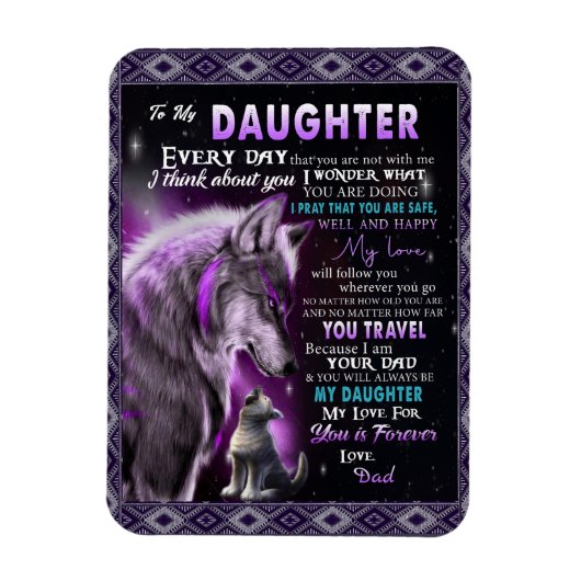 Naar mijn dochter Gift, dochter en vader, Wolf Lov Magneet (Verticaal)