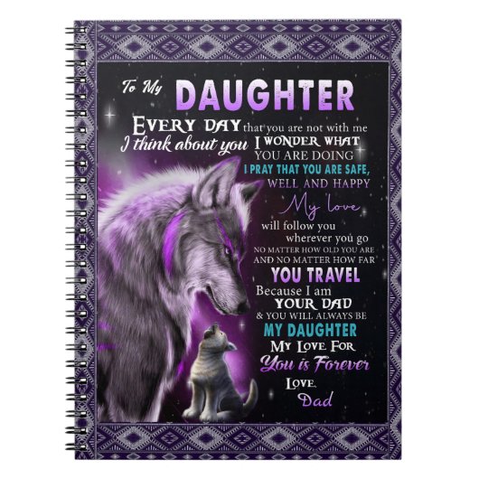 Naar mijn dochter Gift, dochter en vader, Wolf Lov Notitieboek (Voorkant)