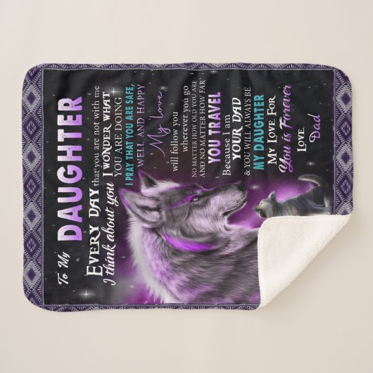 Naar mijn dochter Gift, dochter en vader, Wolf Lov Sherpa Deken (Voorkant (horizontaal))