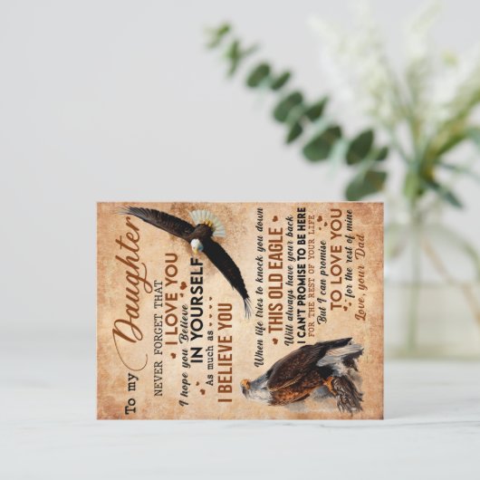 Naar mijn dochter Gift, pa en dochter, Eagle Lover Aankondigingskaart (Staand voorkant)