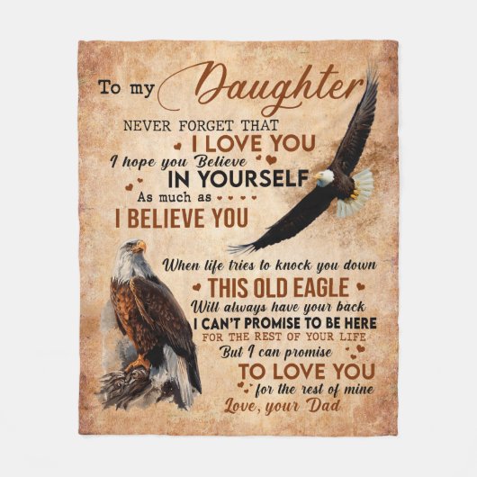 Naar mijn dochter Gift, pa en dochter, Eagle Lover Fleece Deken (Voorkant)