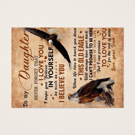 Naar mijn dochter Gift, pa en dochter, Eagle Lover Visitekaartje (Voorkant)
