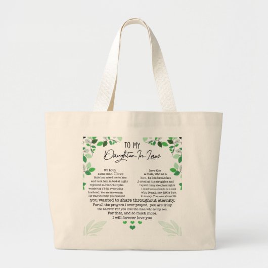 Naar mijn dochter in de Canvas tas. Grote Tote Bag (Voorkant)