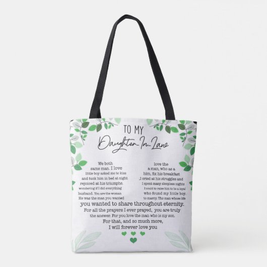 Naar mijn dochter in de Canvas tas. Tote Bag (Achterkant)