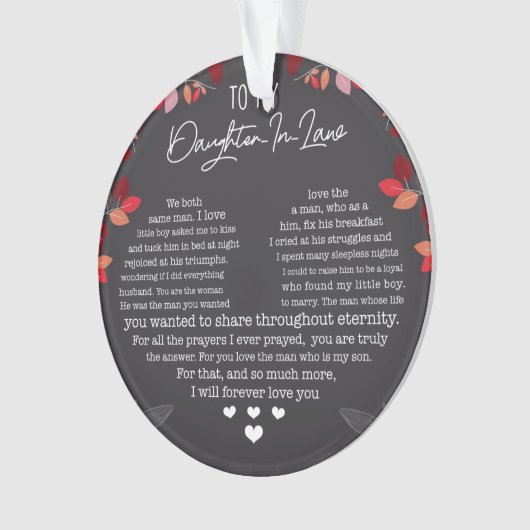 Naar mijn dochter in de wet  ornament (voorkant)