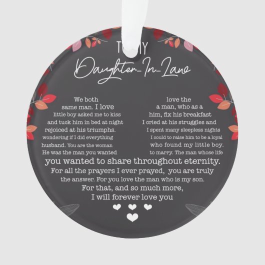 Naar mijn dochter in de wet  ornament (voorkant)