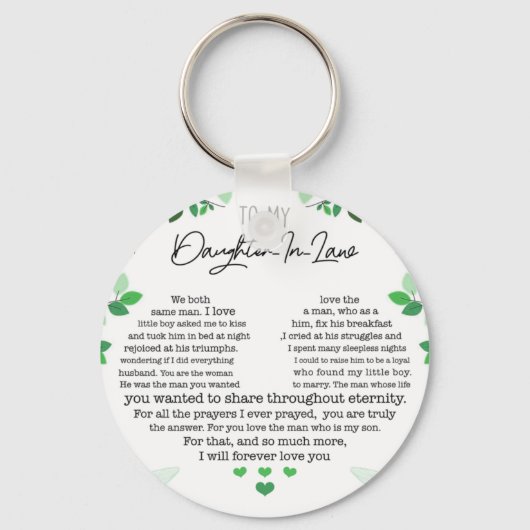 Naar mijn dochter in de wet sleutelhanger (Voorkant)