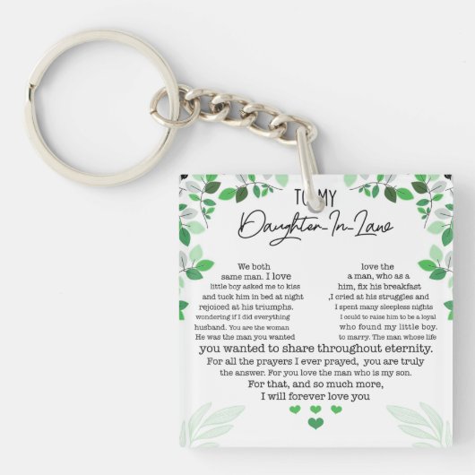 Naar mijn dochter in de wet sleutelhanger (voorkant)