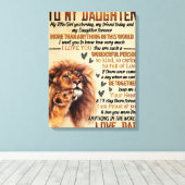 Naar mijn dochter Lion Family Gift, dochter Birthd Canvas Afdruk (Insitu (Houten vloer))