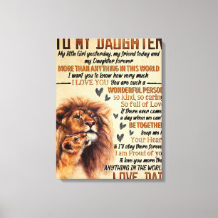 Naar mijn dochter Lion Family Gift, dochter Birthd Canvas Afdruk
