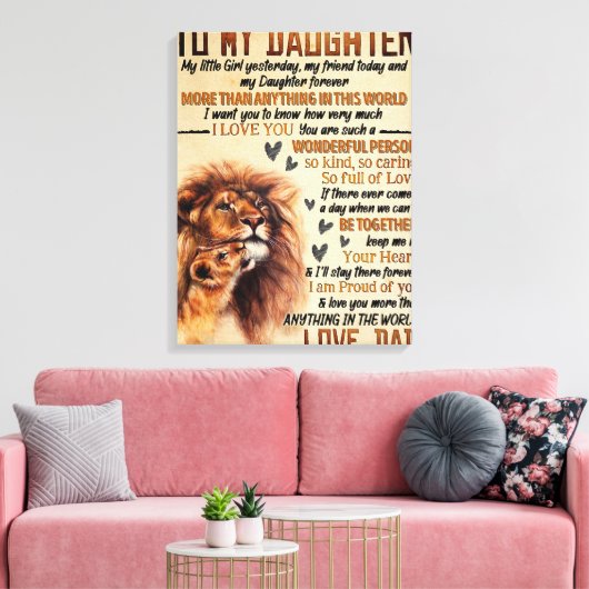 Naar mijn dochter Lion Family Gift, dochter Birthd Canvas Afdruk (Insitu (Woonkamer))