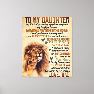 Naar mijn dochter Lion Family Gift, dochter Birthd Canvas Afdruk