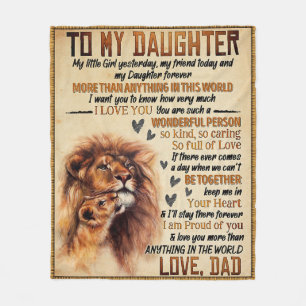 Naar mijn dochter Lion Family Gift, dochter Birthd Fleece Deken