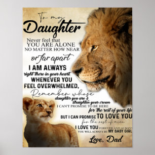 Naar mijn dochter Lion Family Gift, dochter Birthd Poster