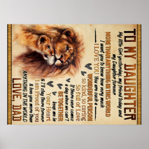 Naar mijn dochter Lion Family Gift, dochter Birthd Poster
