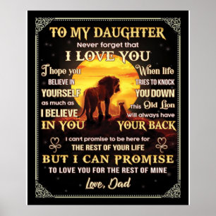 Naar mijn dochter Lion Family Gift, dochter Birthd Poster