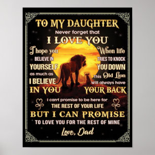 Naar mijn dochter Lion Family Gift, dochter Birthd Poster