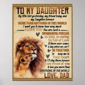 Naar mijn dochter Lion Family Gift, dochter Birthd Poster (Voorkant)