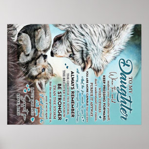 Naar mijn dochter Lion Family Gift, dochter Birthd Poster