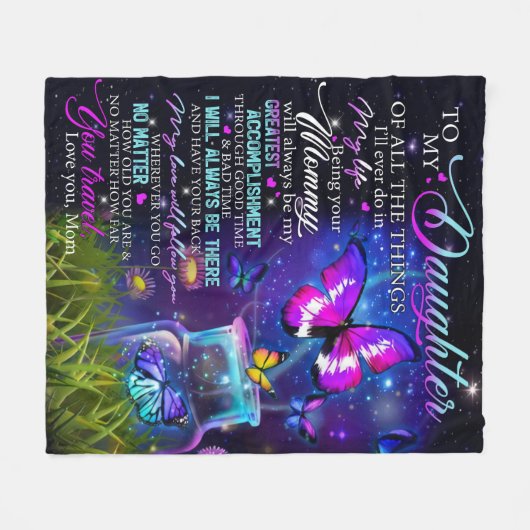 Naar mijn dochter van je moeder. fleece deken (Voorkant (Horizontaal))