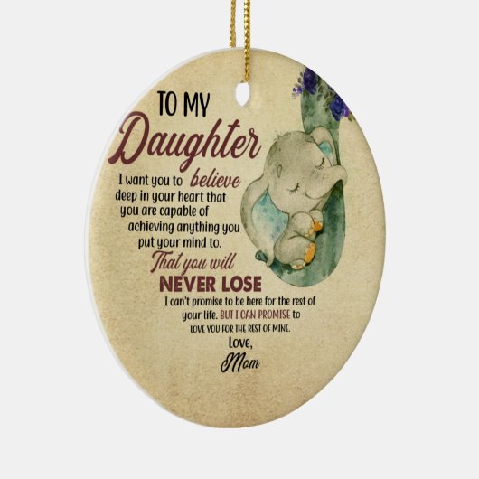 Naar mijn dochter van moeder keramisch ornament (Rechts)