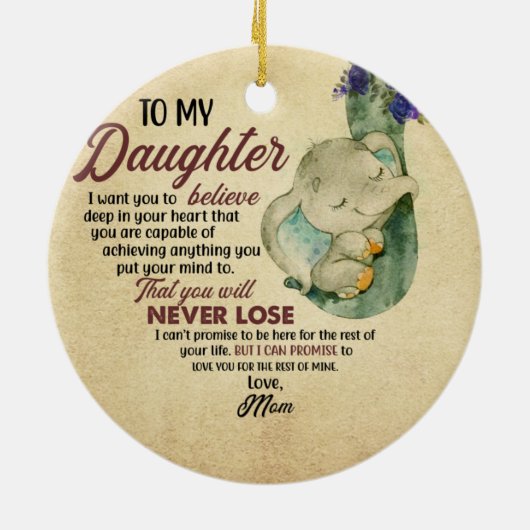 Naar mijn dochter van moeder keramisch ornament (Achterkant)