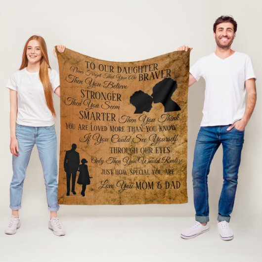 Naar mijn dochter van papa en mama fleece deken (In situ)