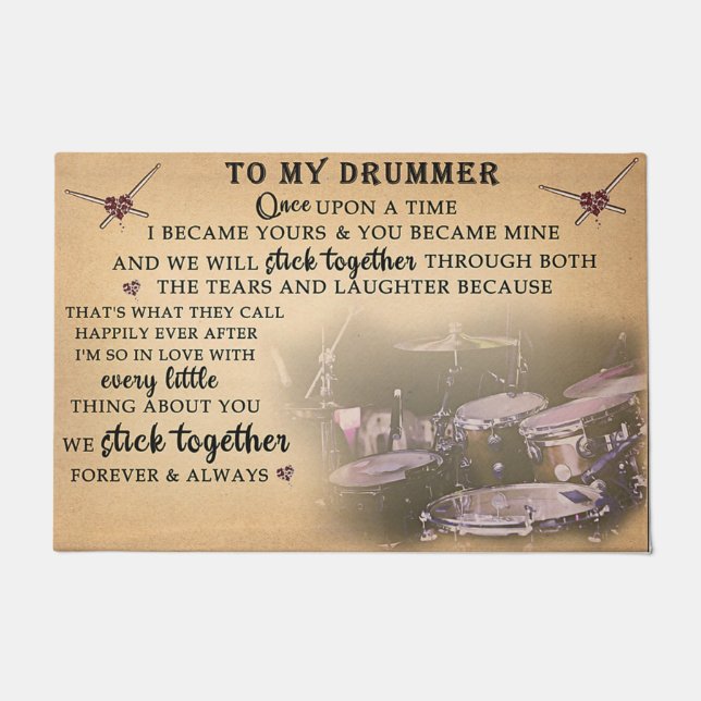 Naar mijn drummer Doormat, drumspeler Gift Deurmat (Voorkant)